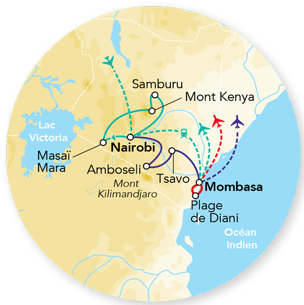 Kenya - Circuit Explorations du Kenya & extension Plage de Tiwi