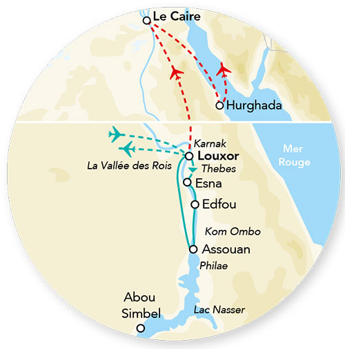 Egypte - Le Caire - Louxor et la vallée du Nil - Croisière Splendeurs des Pharaons avec extension Le Caire & Hurghada en Hôtel 5*