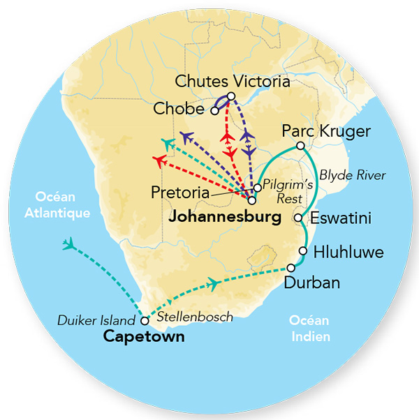 Afrique du Sud - Swaziland - Eswatini - Zimbabwe - Circuit Splendeurs d'Afrique du Sud et Eswatini avec Extension Chutes Victoria