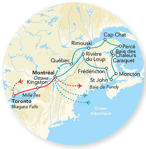 Canada - Est Canadien - Pré-voyage Niagara et Circuit Merveilles du Québec, Gaspésie et Acadie